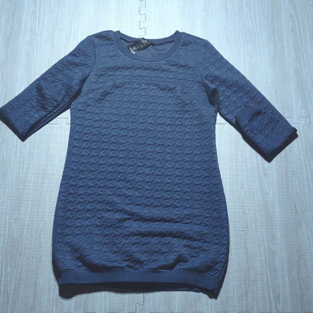 Mark Navy Blue Medium Textured Long sleeve Dress